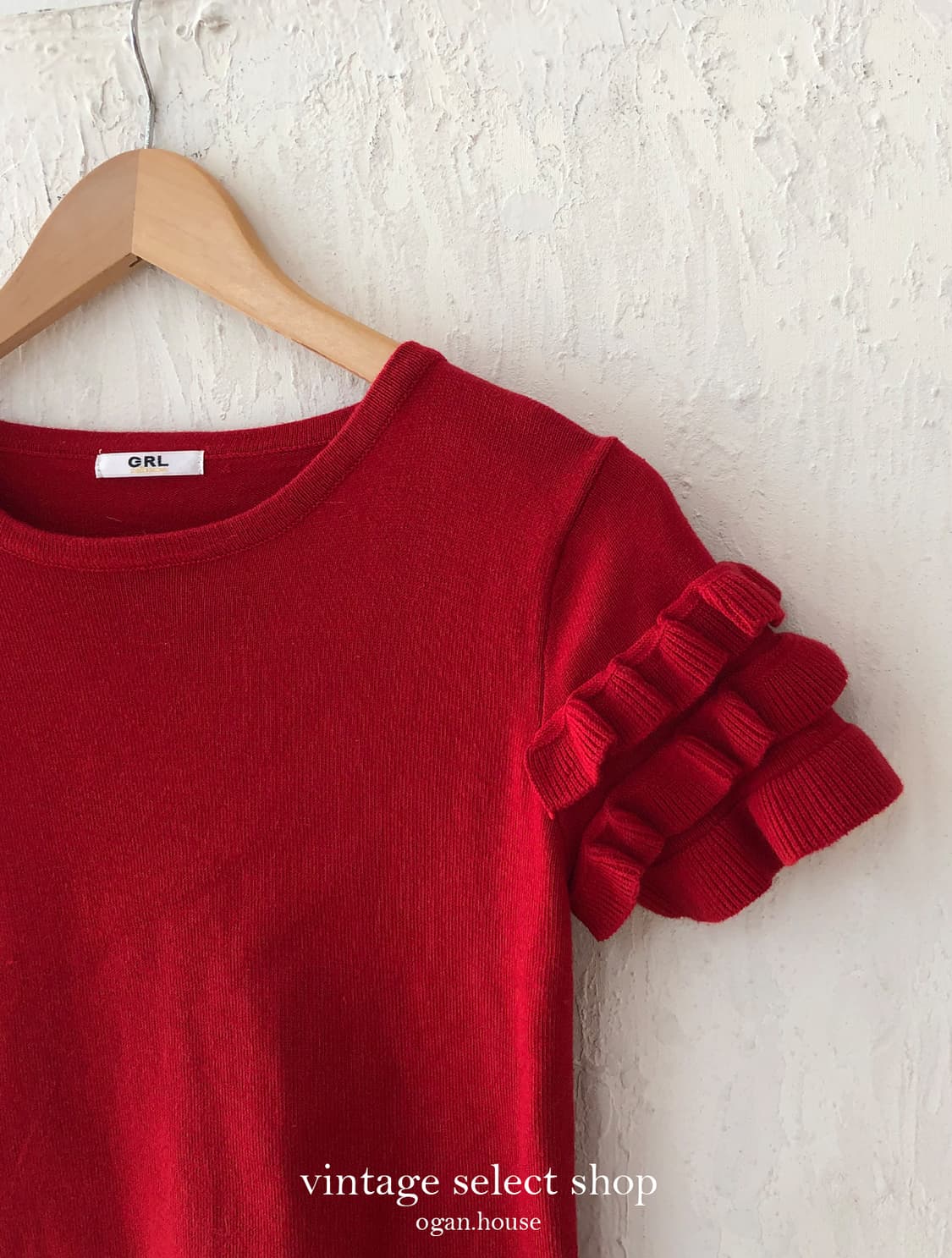 vintage red frill sleeve top 상품이미지3