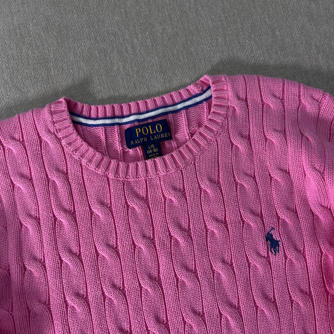 95 폴로 랄프로렌 신형라벨 핑크 꽈배기 니트 상품이미지2