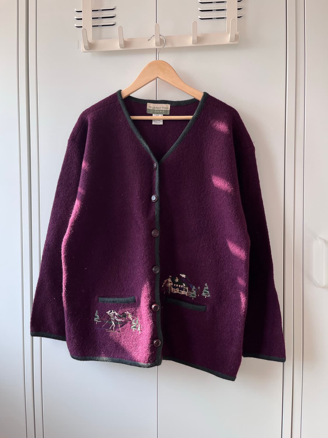 Telement vous 버건디 자수 티롤 울 자켓 코트 상품이미지4