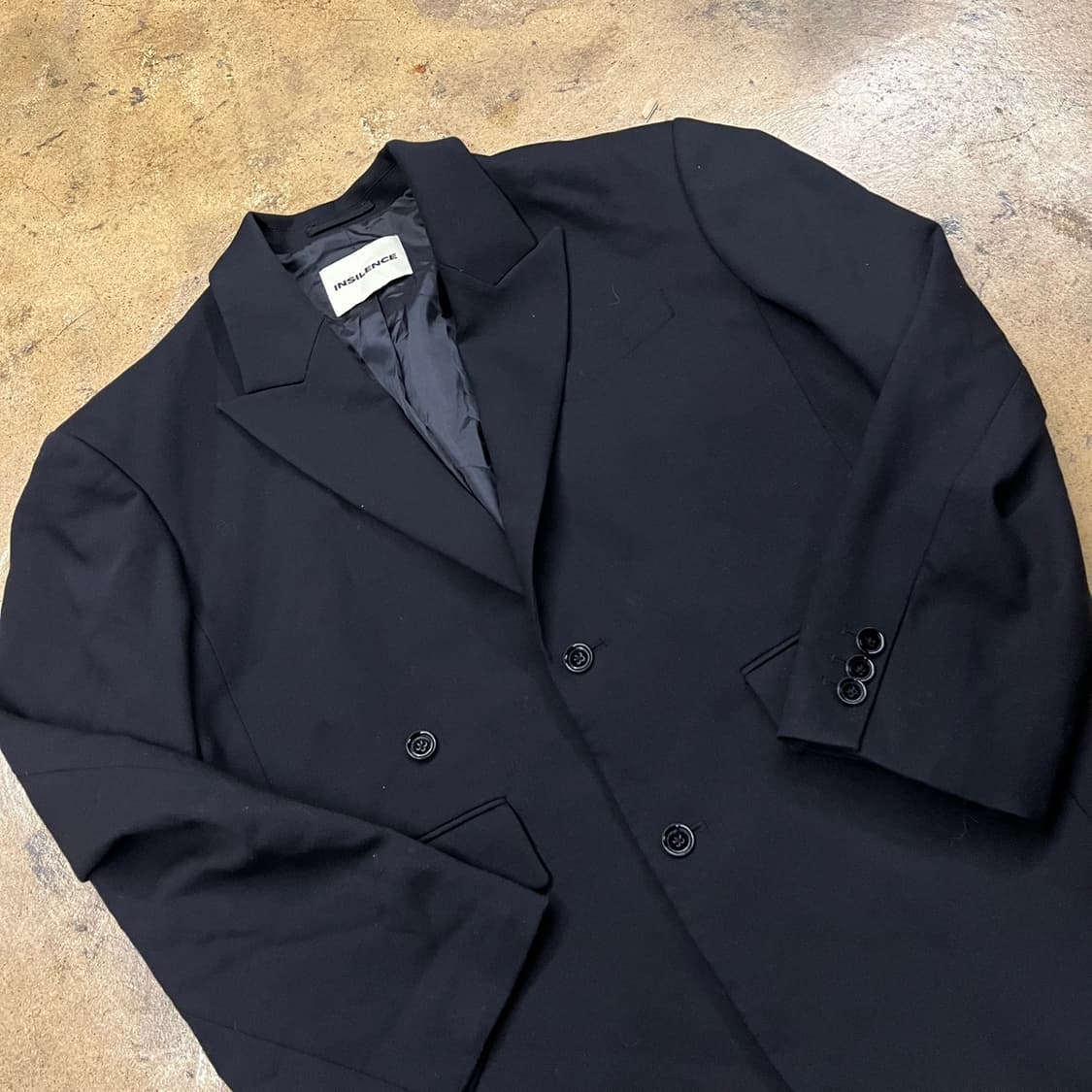 [정품/M] 인사일런스 블랙 더블 브레스티드 코트 b8 상품이미지1