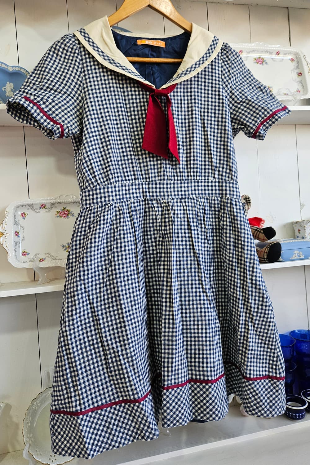 Fint 세일러 체크 원피스 상품이미지2