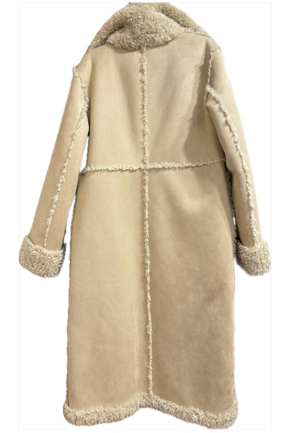 큐리티 무스탕 롱 코트 베이지 S (정가37만원) 상품이미지6