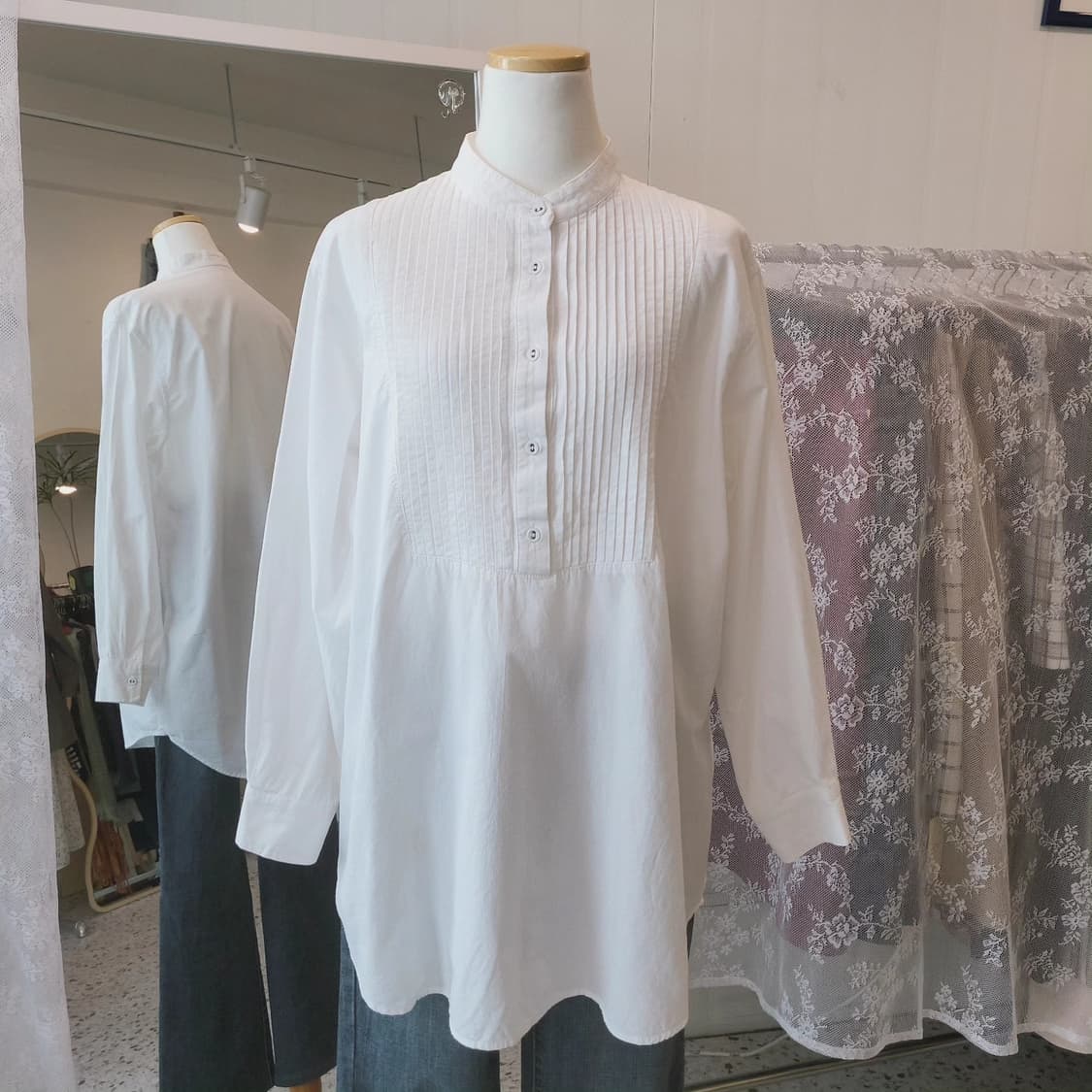 Apres jour mignon 핀턱 화이트 셔츠 상품이미지2