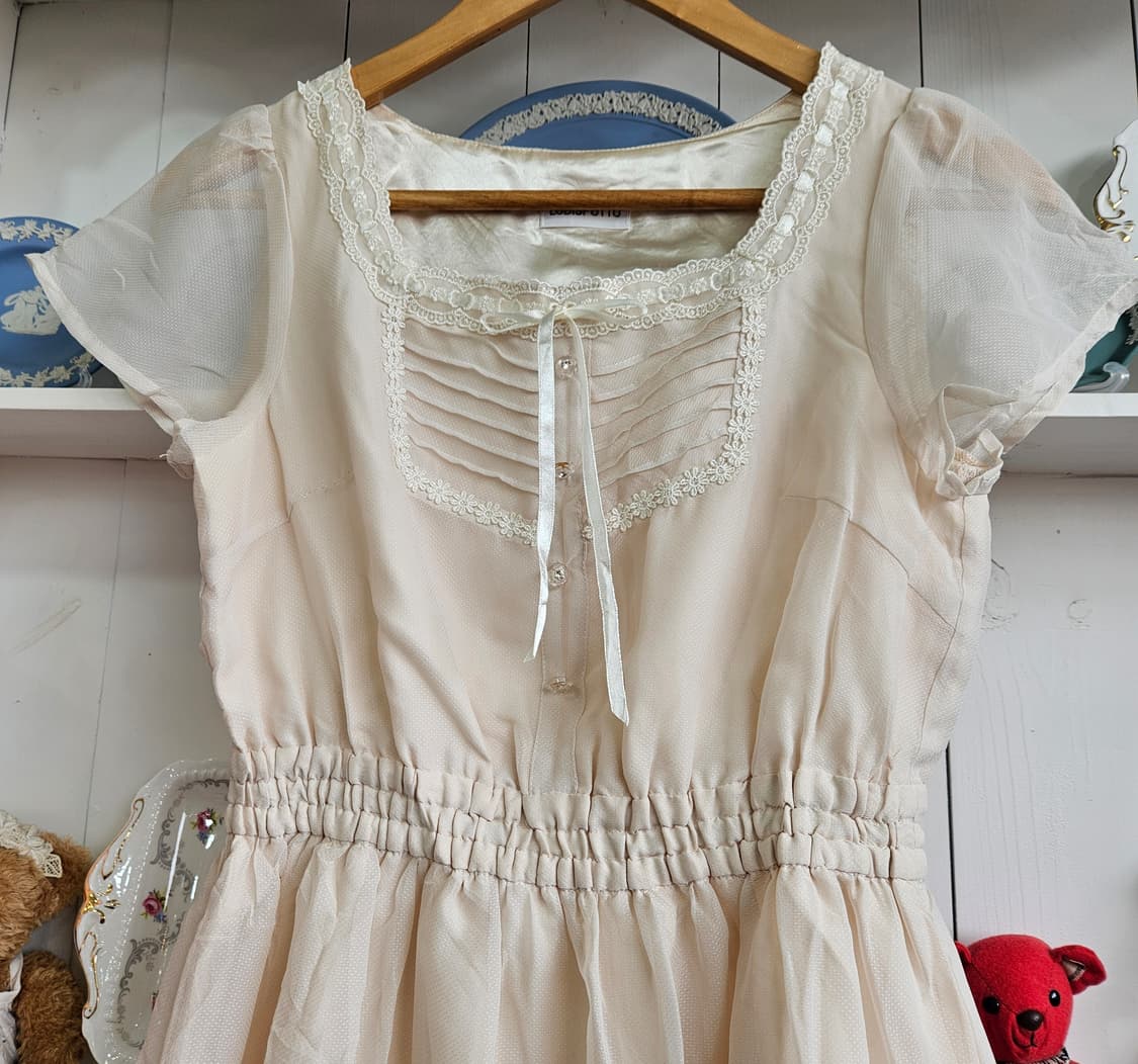 LODISPOTTO 레이스 플라워 자수 쉬폰 원피스 상품이미지3