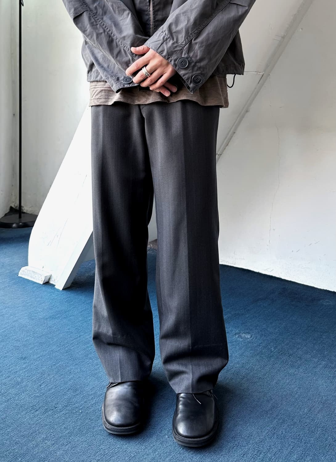 1 pleats patterned wool trousers 상품이미지3