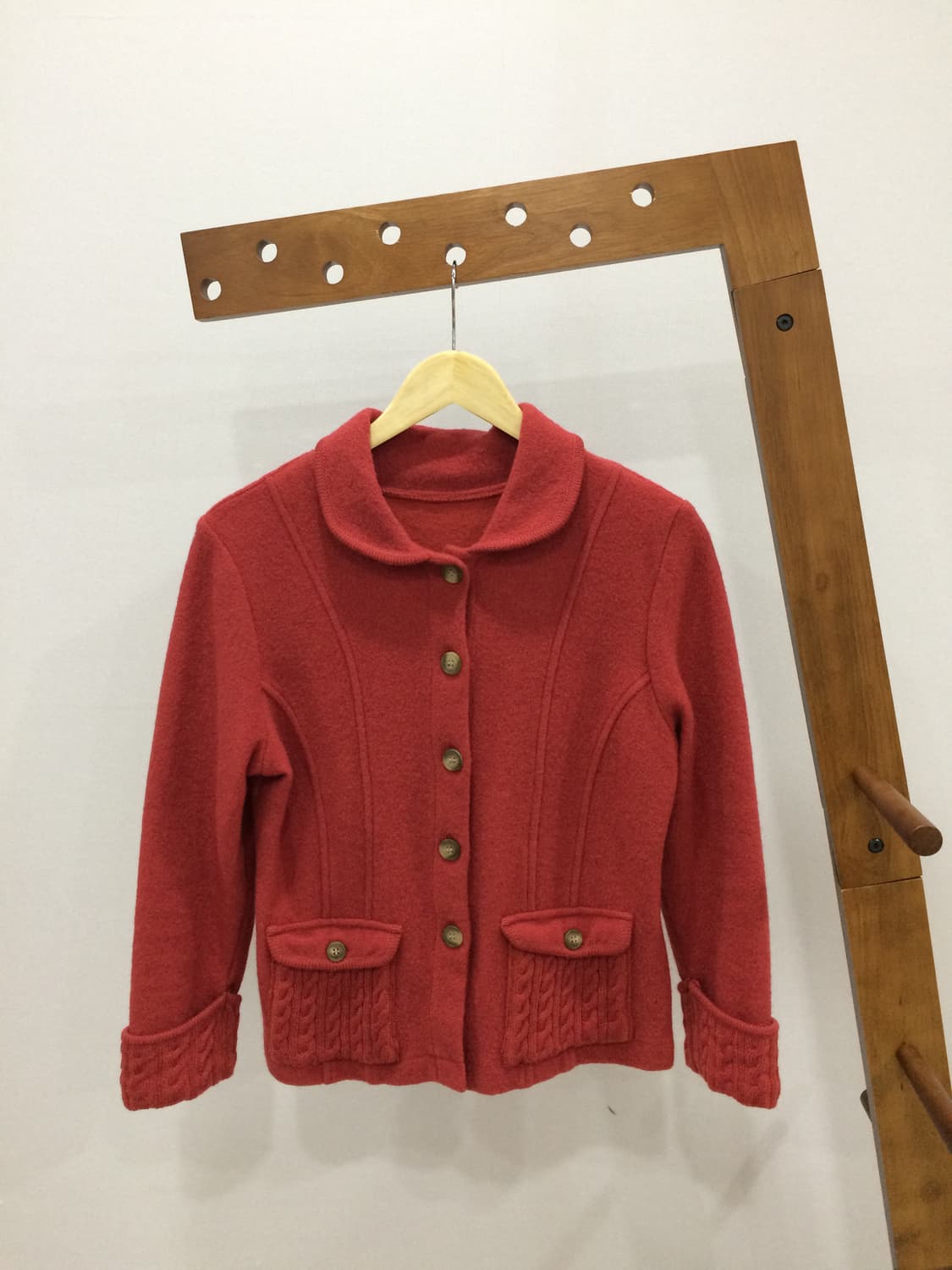 일본빈티지 레드 니트가디건 상품이미지1