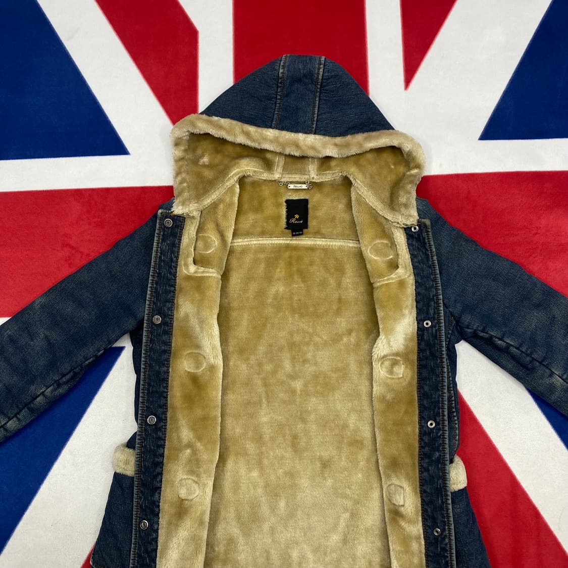 빈티지 데님 무스탕 더플코트 실측 여성 55 상품이미지5