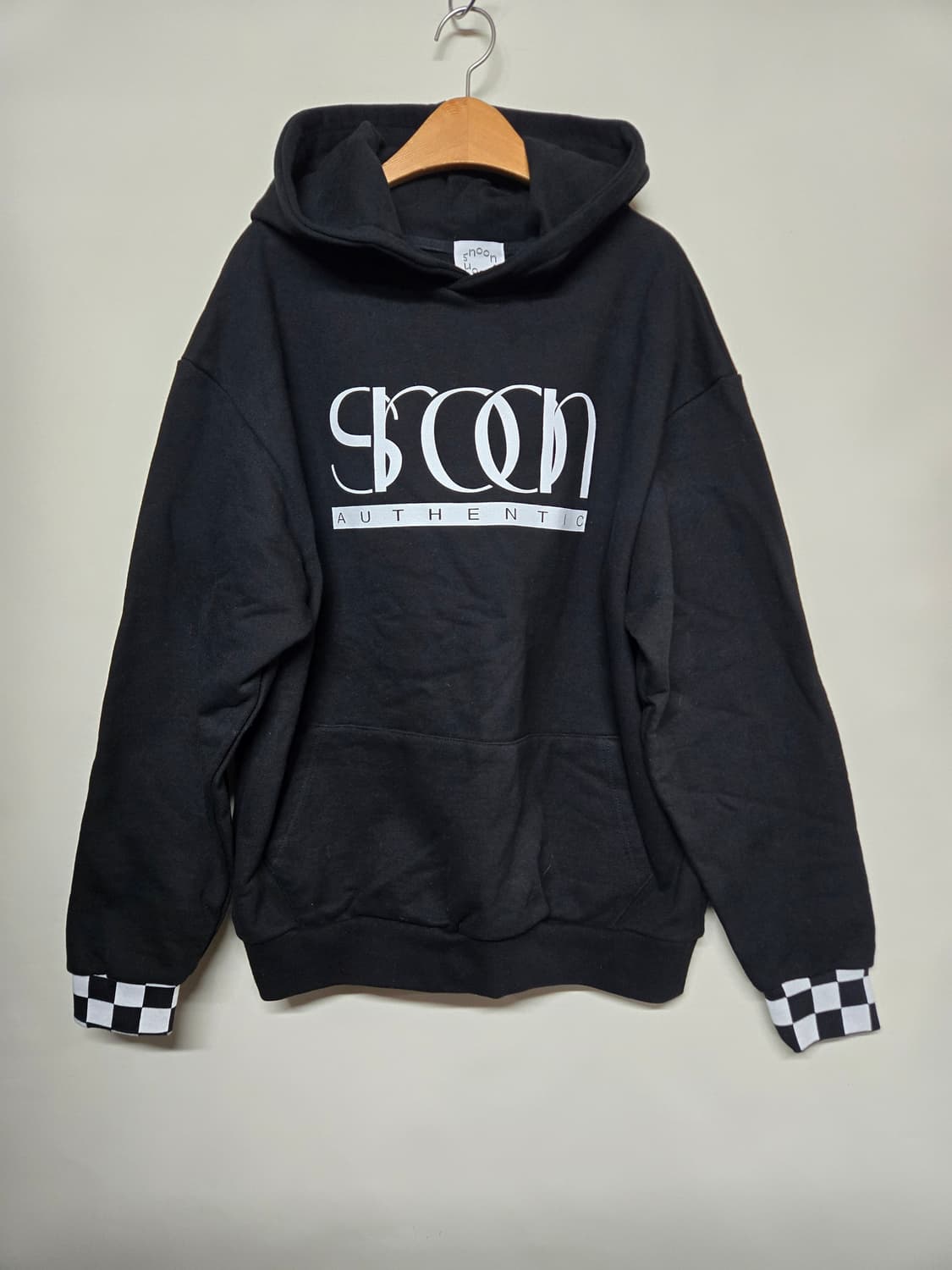 거의새제품)시눈 SINOON 블랙 체크포인트 후드티 남녀공용  상품이미지1