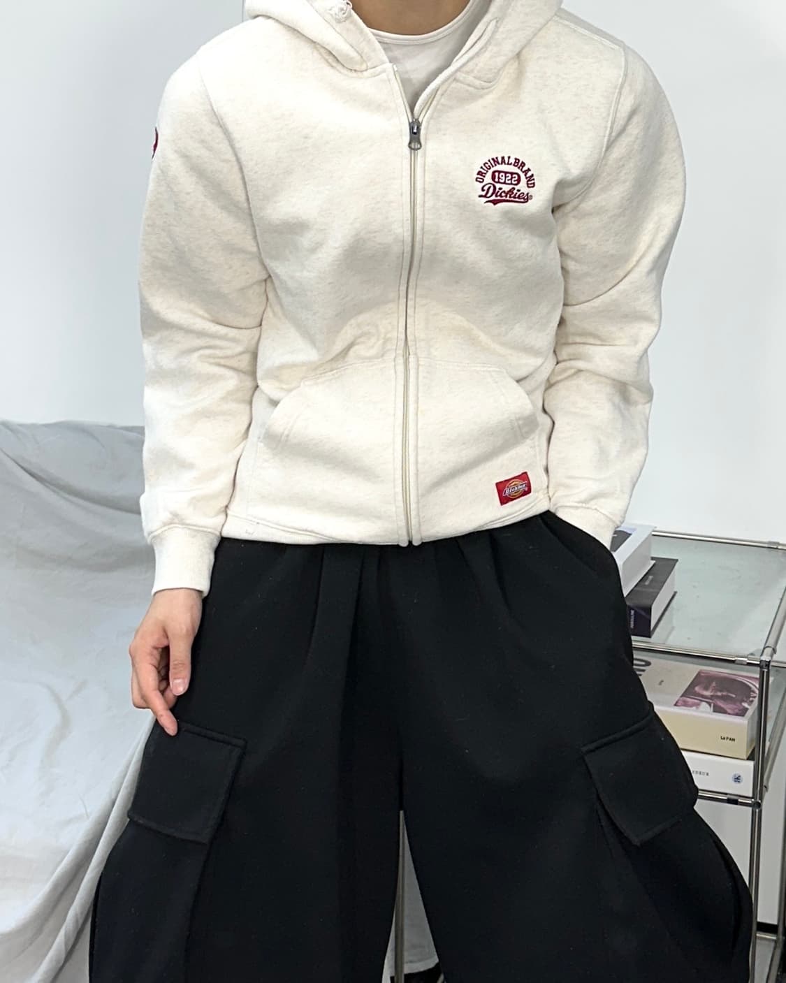 디키즈 버건디 오트밀 후드집업 S 상품이미지2