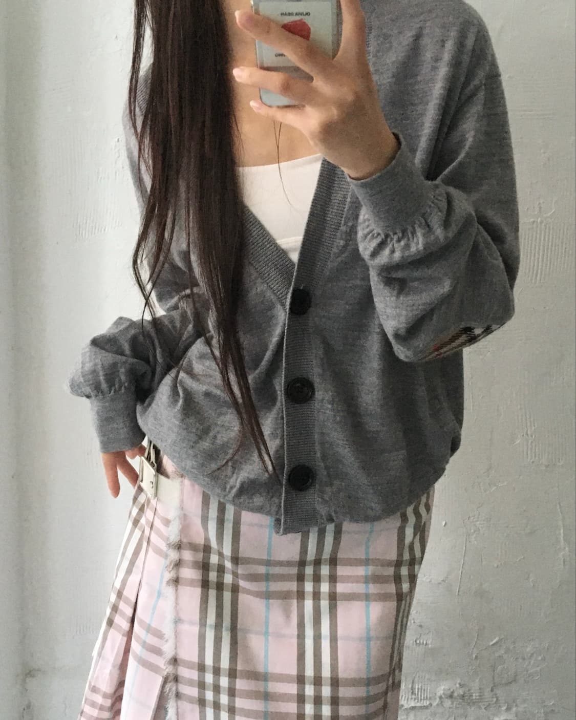 Burberry 버버리 노바체크 패치 그레이 울 브이넥 가디건 상품이미지3