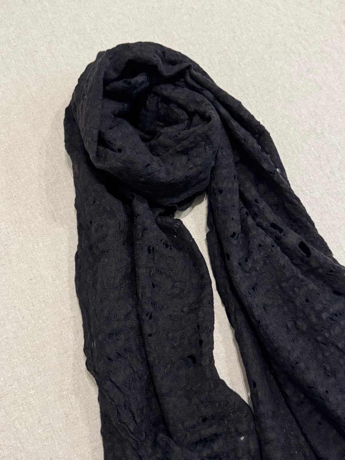 요지야마모토 디스트레스드 울 머플러 상품이미지6