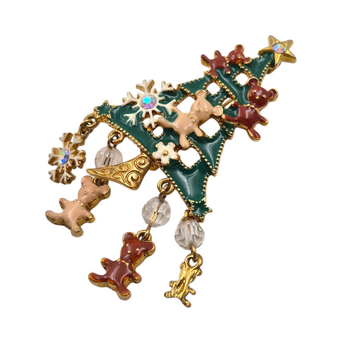 80s 미국 에이본 크리스마스 트리 베어 브로치 상품이미지2