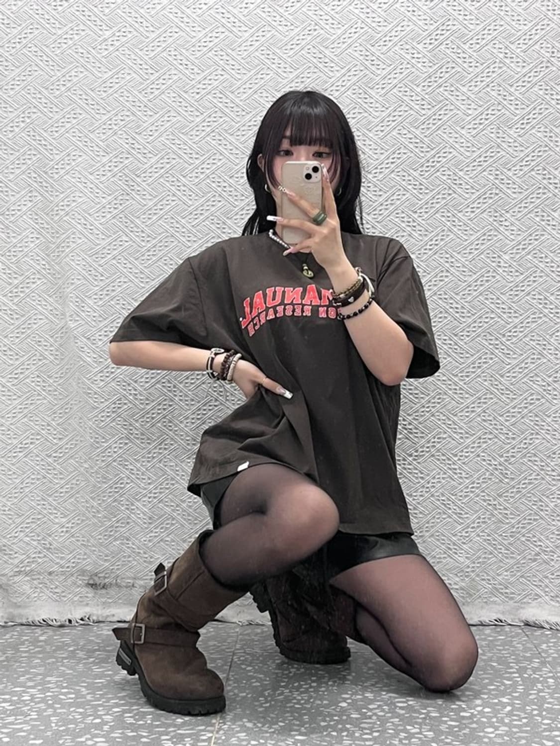 노메뉴얼 빈티지 레트로 캐주얼 초코브라운 반팔티 L C11310 상품이미지1