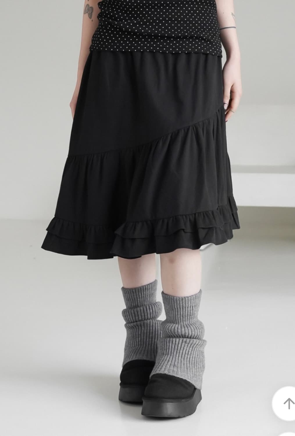 프릴 레이어드 미디 스커트 프릴 미디 스커트 레이어드 치마  상품이미지1