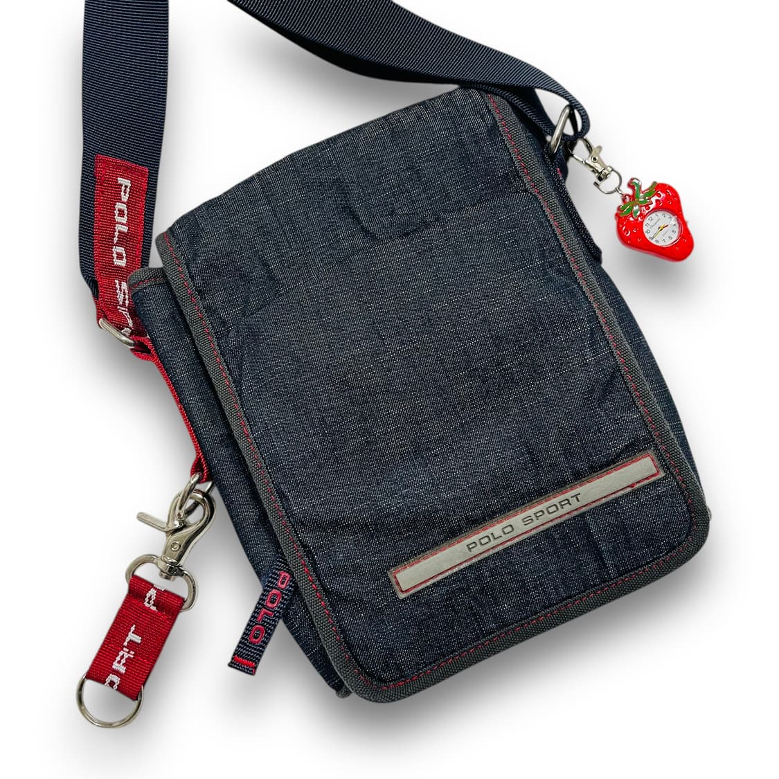 폴로 스포츠 90s 문구 키링 디테일 미니 데님 크로스백 상품이미지3