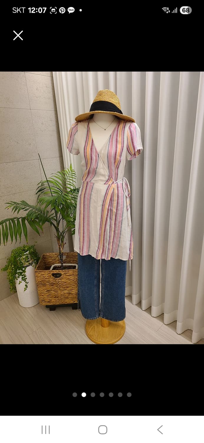 forever21 핑크 린넨 랩 원피스 상품이미지2