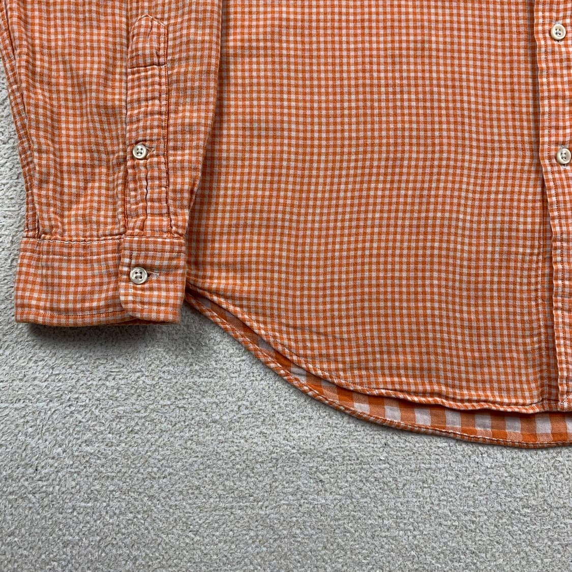 폴로 랄프로렌 포니로고 오렌지 깅엄체크 셔츠 상품이미지4