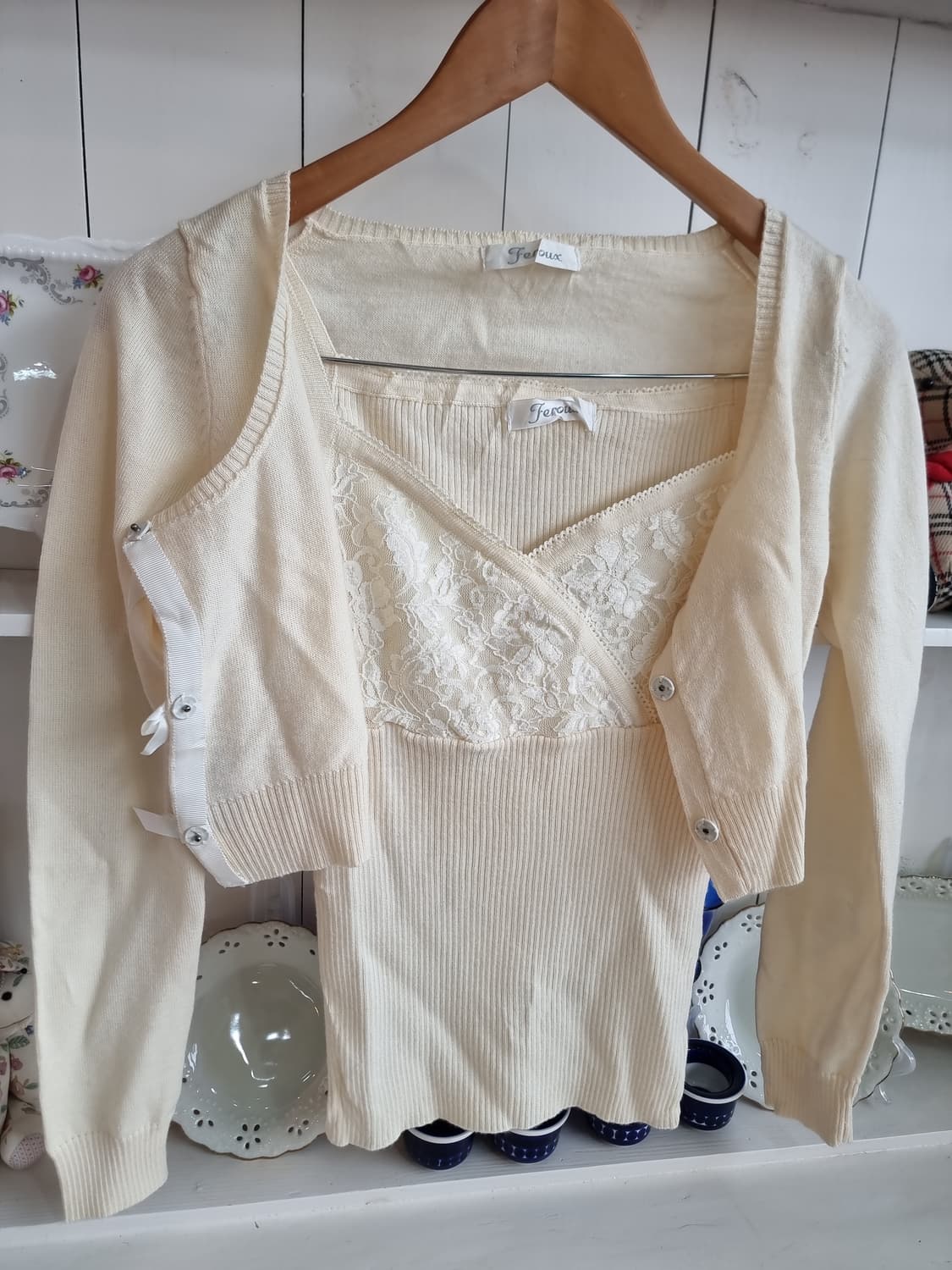 크롭 가디건+나시 세트 상품이미지3