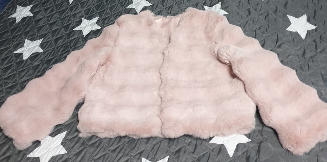 인조모피 크롭 웨이브 퍼 자켓 라이트핑크 (F) 상품이미지1