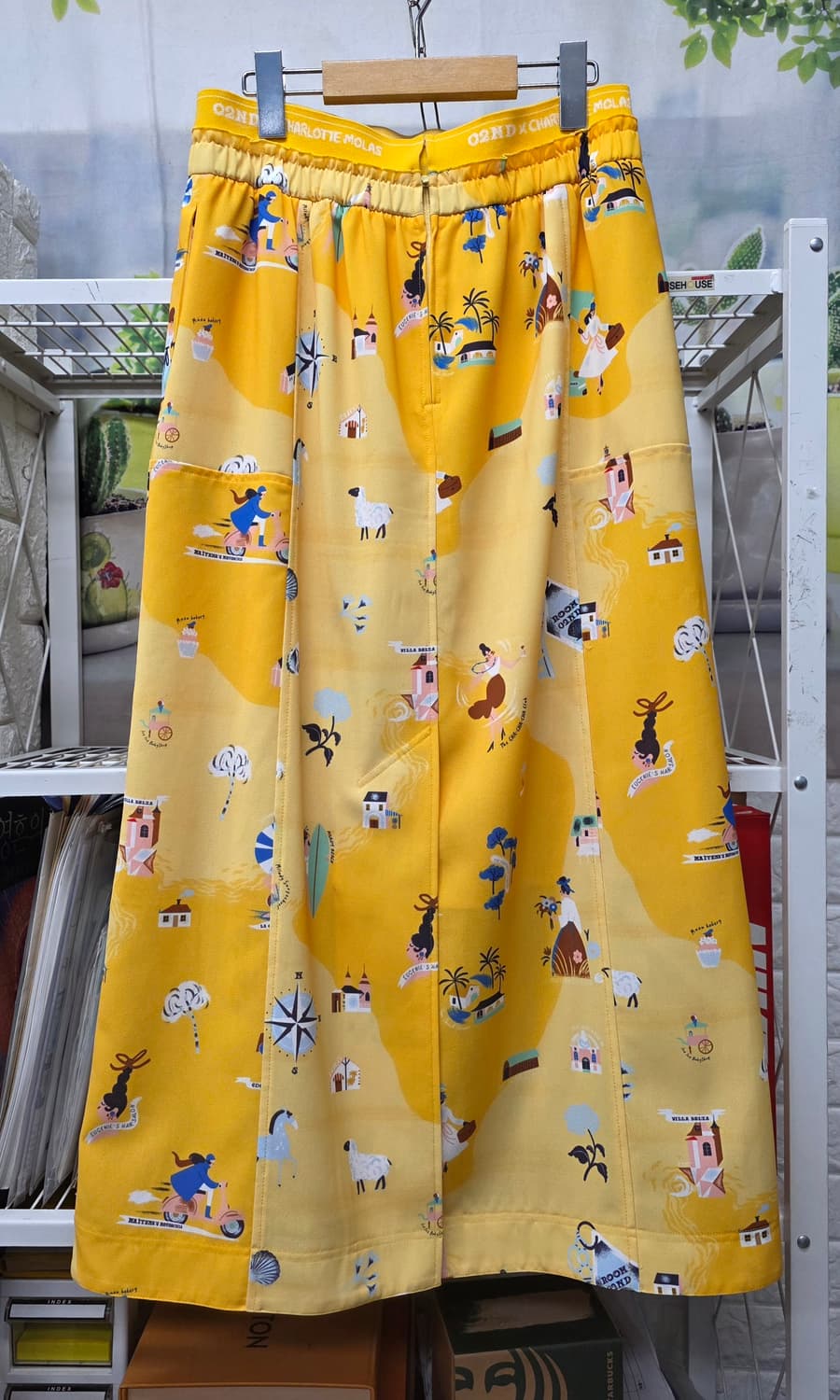 오즈세컨 롱스커트 여성치마 26~27 일러스트 밴딩 스커트 WM34 상품이미지4