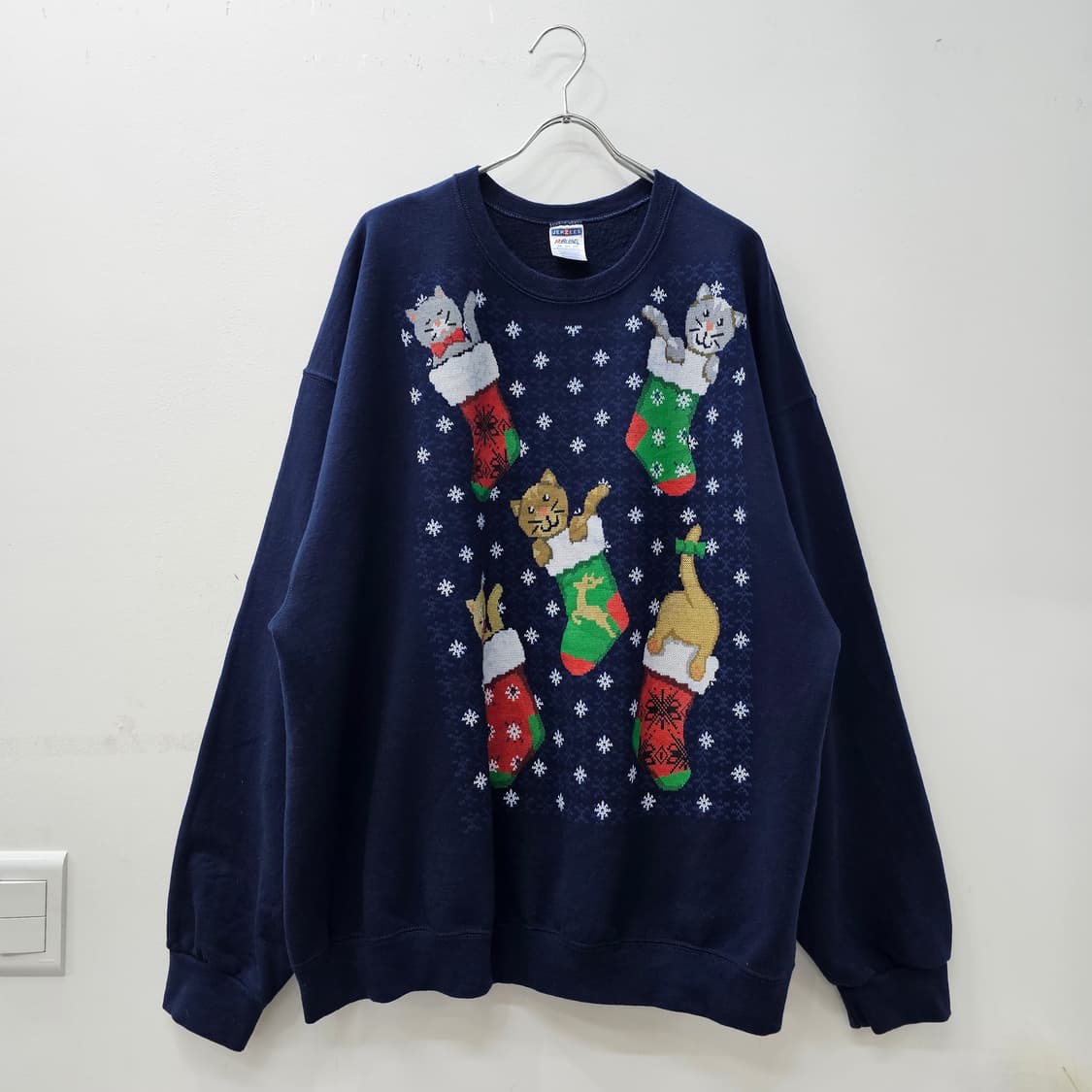 JERZEES 크리스마스 냥이 스웻셔츠 기모 상품이미지1