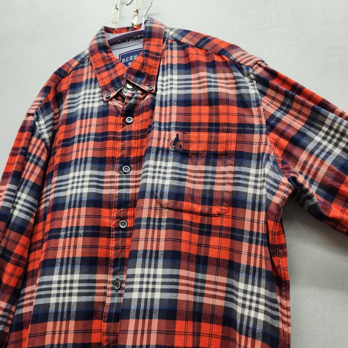 빈폴 로고자수 원포켓 체크 셔츠 XL 상품이미지3