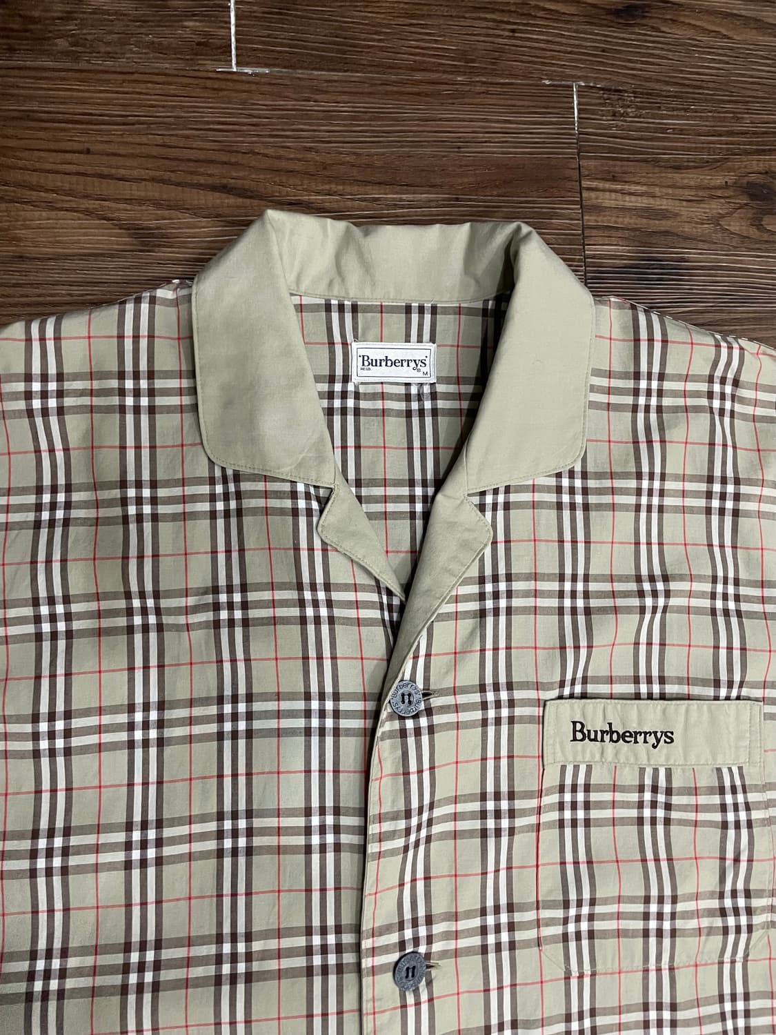 버버리 일본판 노바체크 파자마 셔츠 연카키 상품이미지1