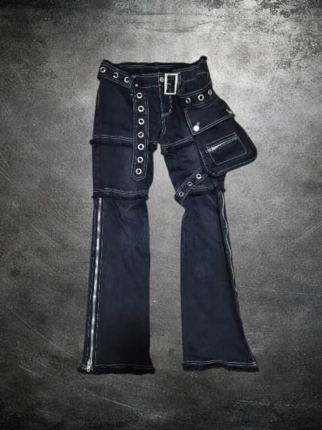 Punk bondage eyelet belt jeans 상품이미지1