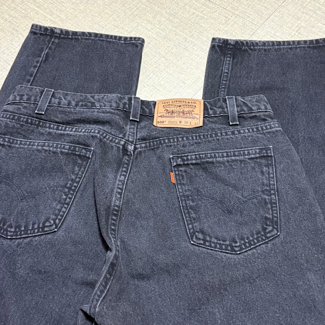 90s USA🇺🇸 리바이스 505 오렌지 탭 블랙 흑청 데드스탁 상품이미지6