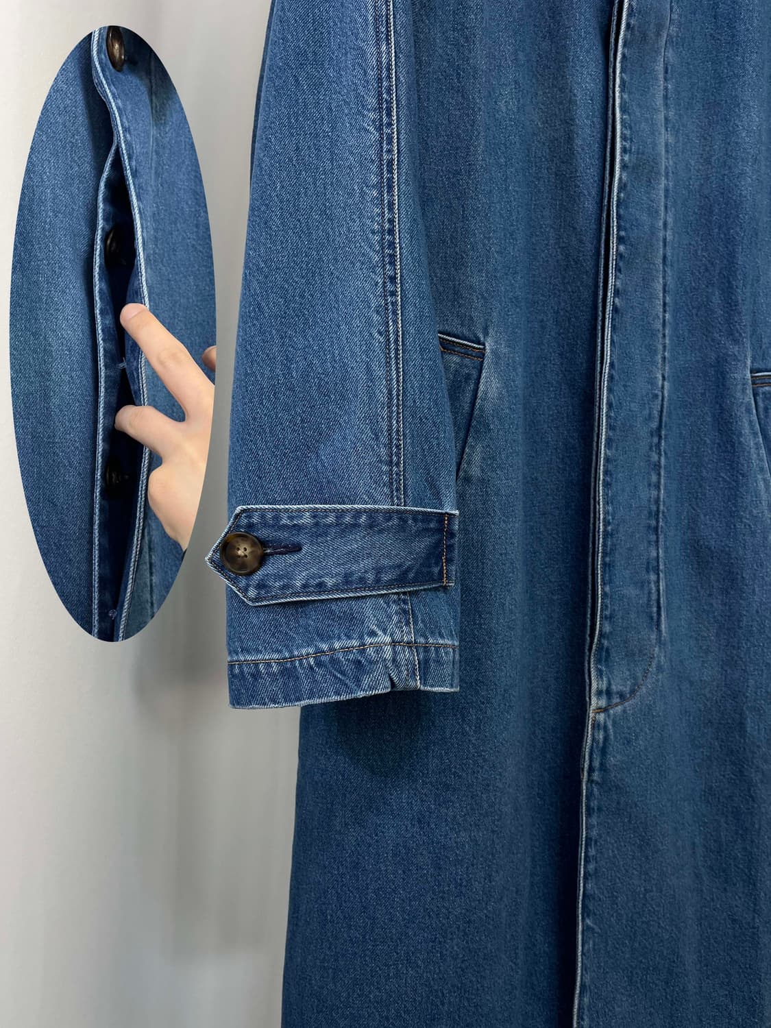 여성 폴로 랄프로렌 코튼실크 블렌드 발마칸 데님 코트 자켓 상품이미지7