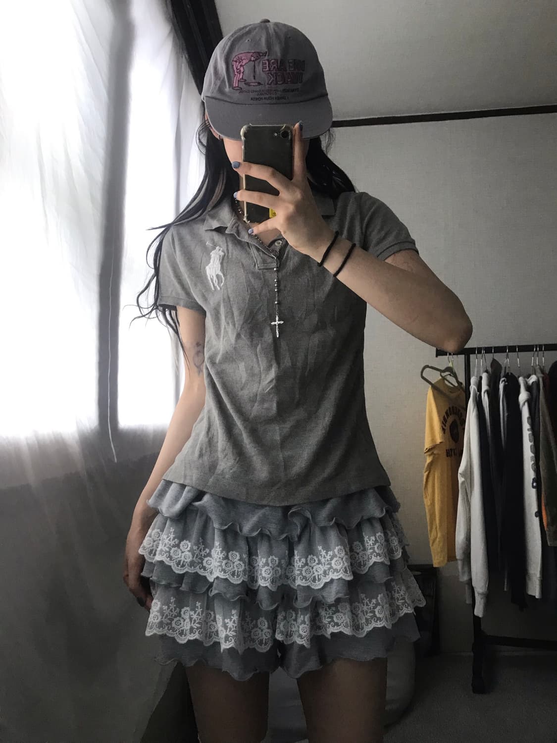 폴로 그레이 딱붙핏 빅포니 반팔티셔츠 상품이미지1