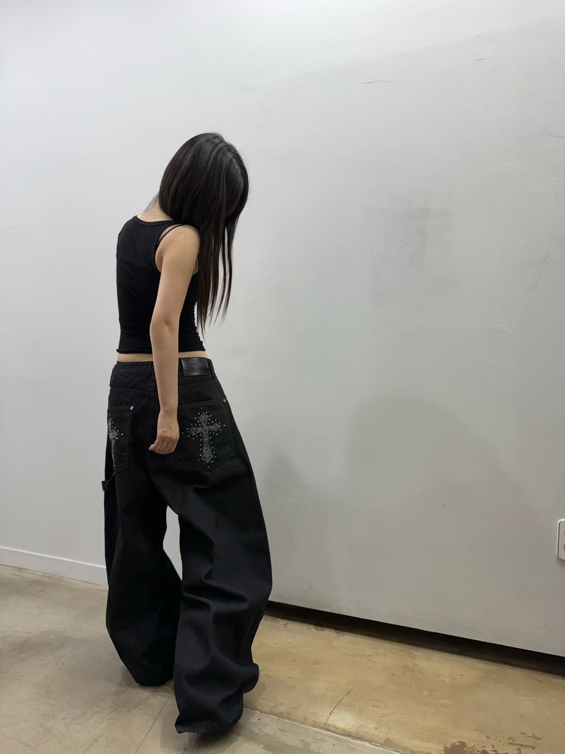 레오파드 디테일 카펜터 벌룬 데님팬츠 상품이미지1