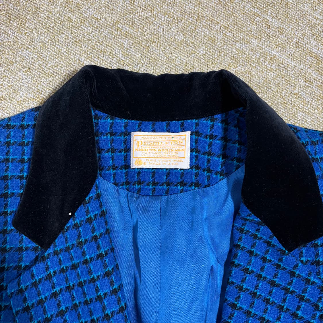 90s 펜들턴 빈티지 블루 하운드투스 체크 울 자켓(Free) 상품이미지3