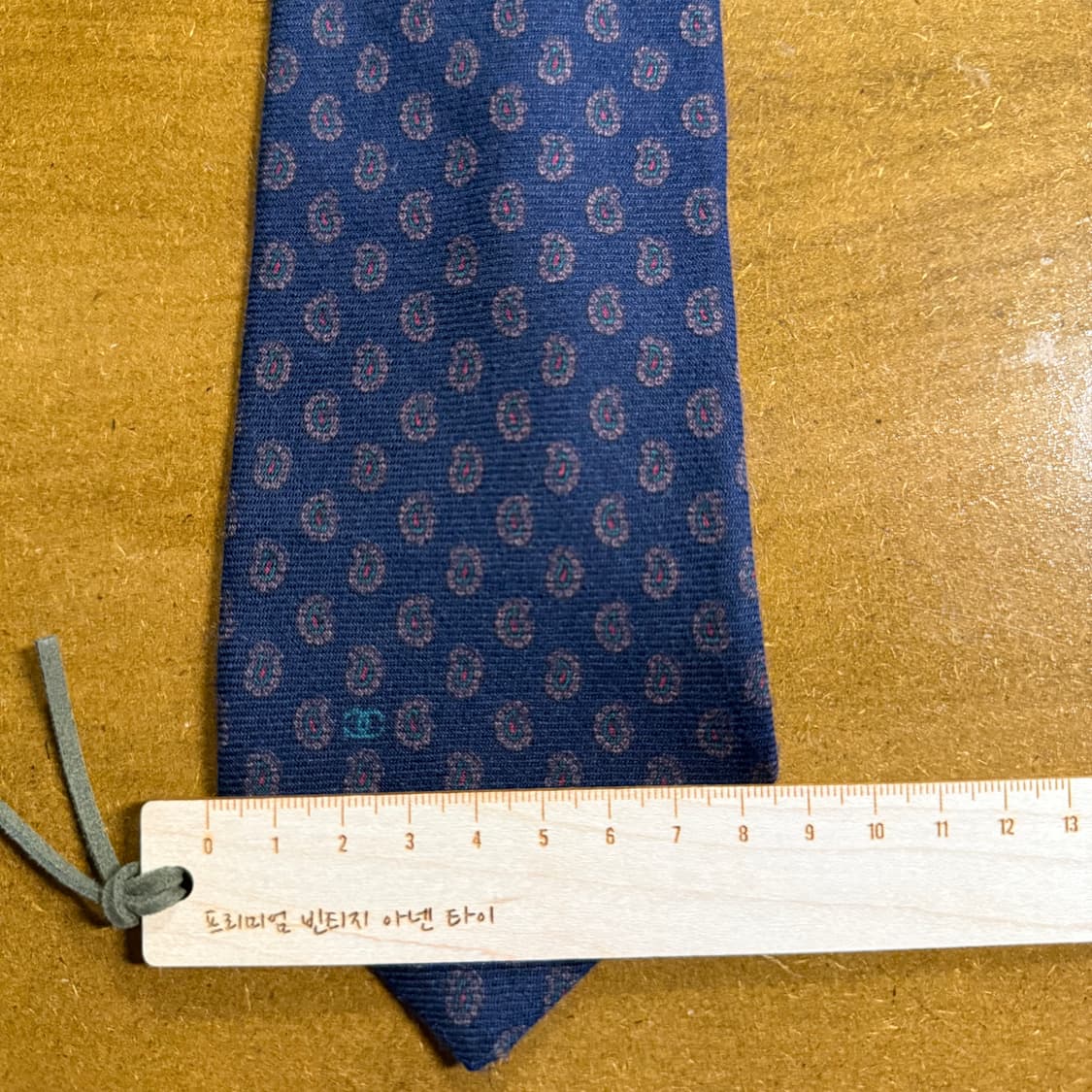 샤넬 CHANEL 네이비 페이즐리 실크, 울 넥타이 상품이미지6