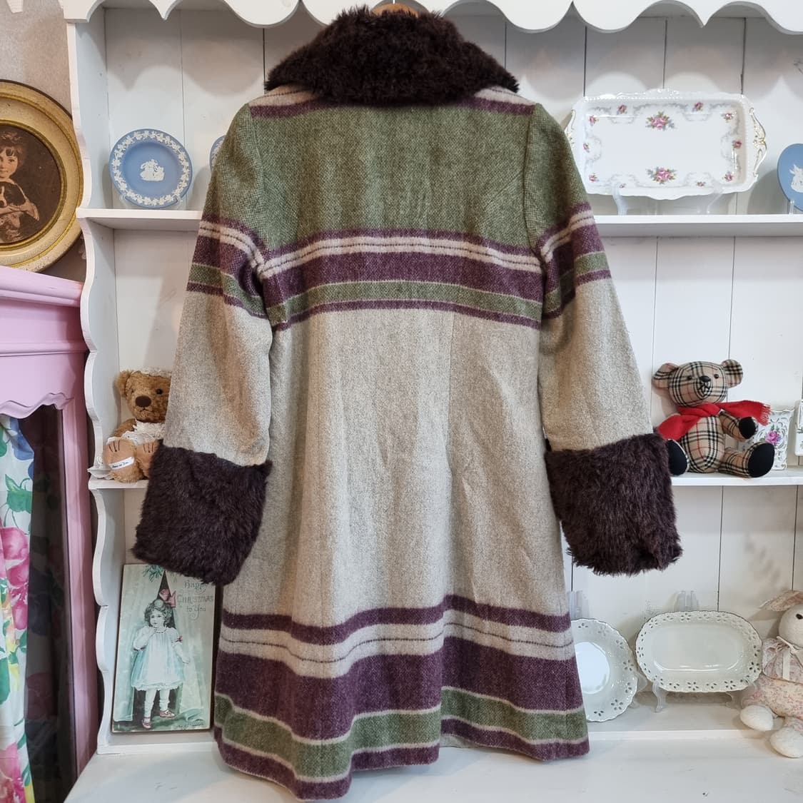 빈티지 퍼 카라 스트라이프 코트 상품이미지6