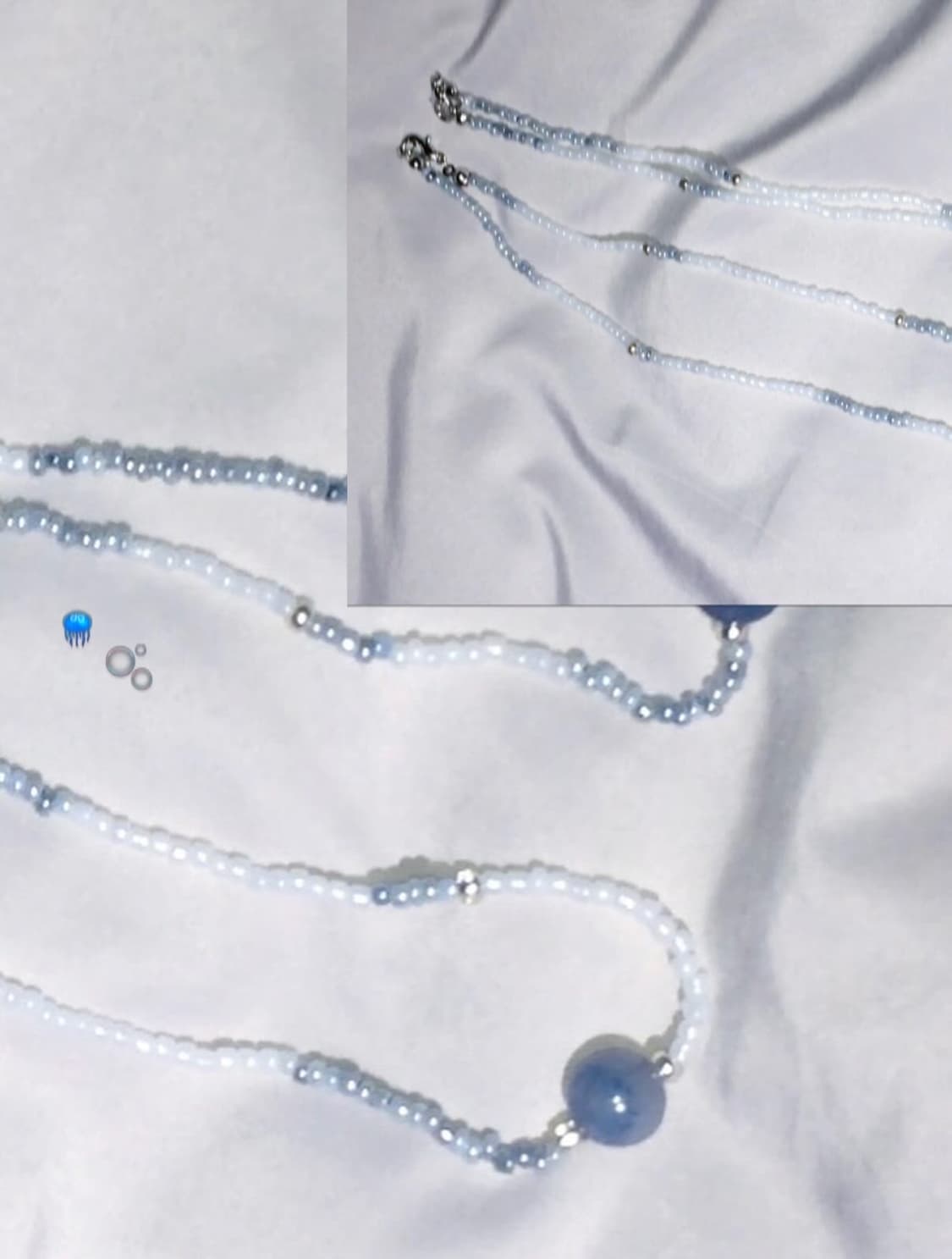 ꧁Blue Arcade Bead Necklace꧂비즈목걸이 상품이미지2