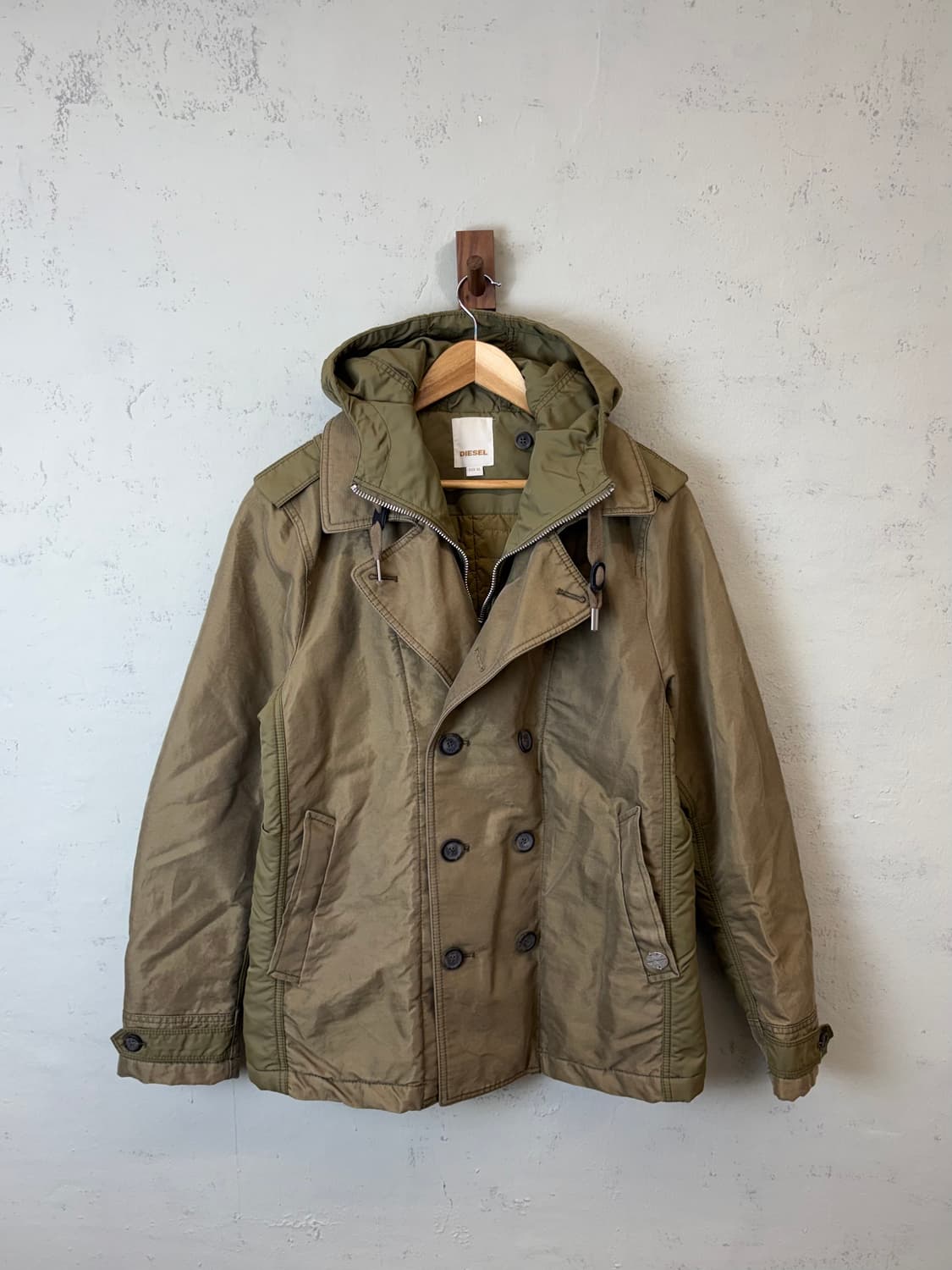 디젤 00s 빈티지 더블버튼 퀼티드 후드 자켓 상품이미지1