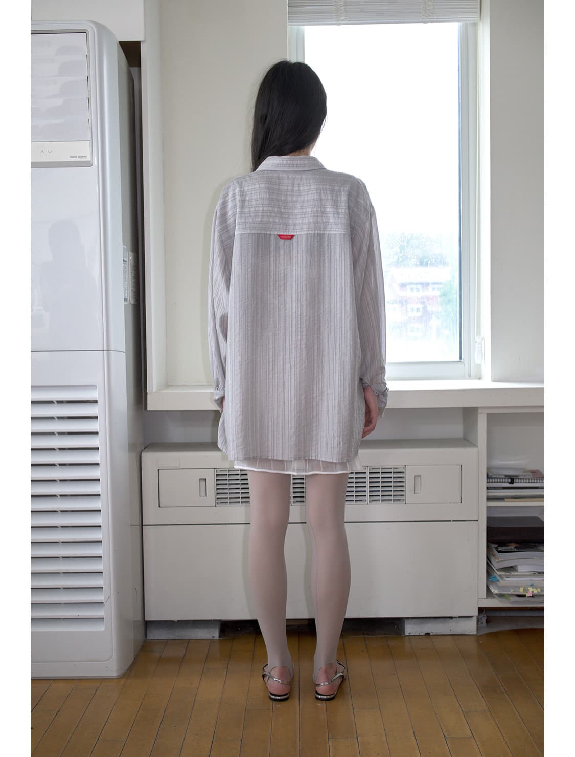 새상품:)오버듀플레어OVERSIZED TEXTURED SHIRT_GREY 상품이미지6