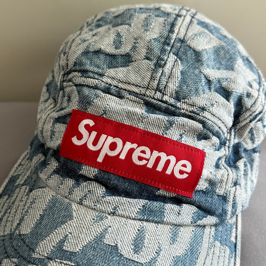 supreme 팻 팁 자카드 데님 캠프캡 블루 상품이미지2