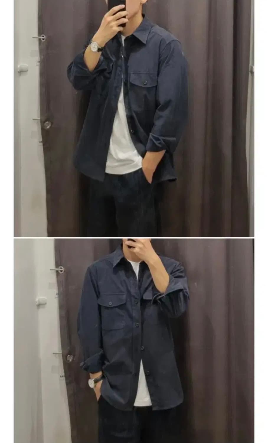 (L)유니클로 저지오버셔츠 네이비 상품이미지6