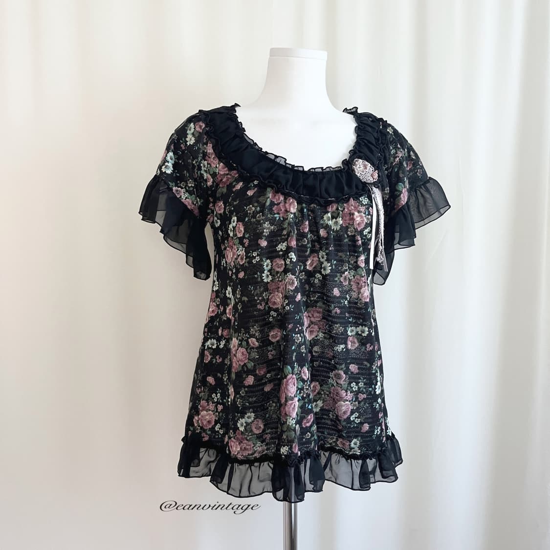 Axes Femme black flower point top 상품이미지5