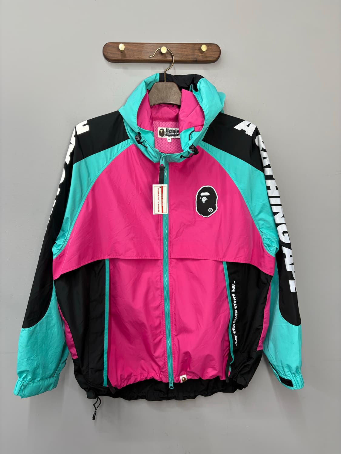 베이프 ss20 컬러블록 포켓터블 나일론 윈드브레이커 핑크자켓 A3205 상품이미지2