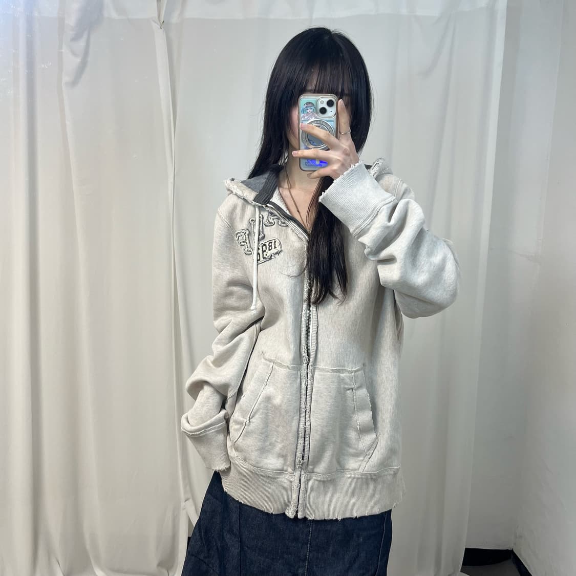 Abercrombie melange grey zip-up hoodie 상품이미지1
