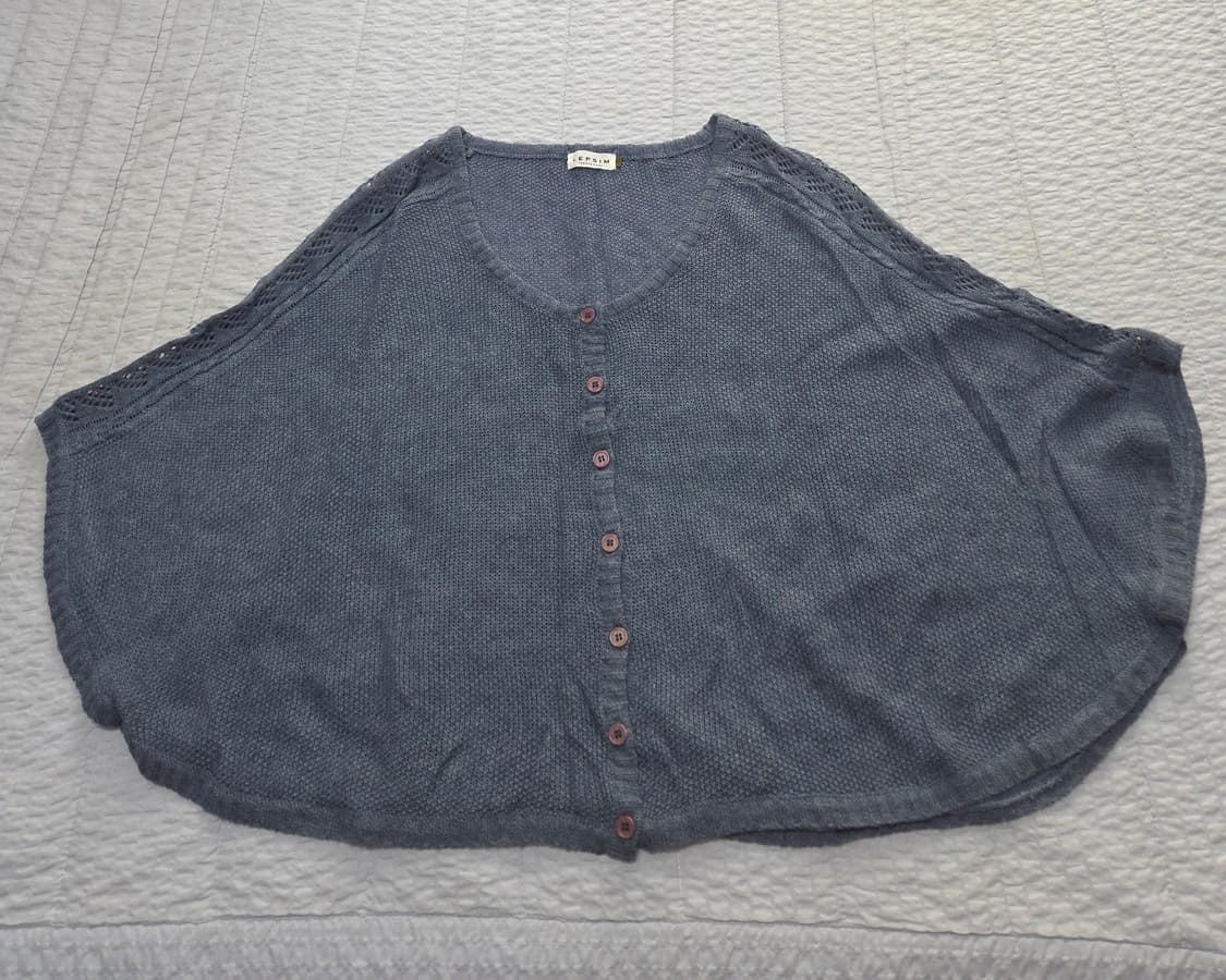 빈티지 블루 모리 상의 코디 세트 (2벌) (케이프, 체크 나시) 상품이미지6