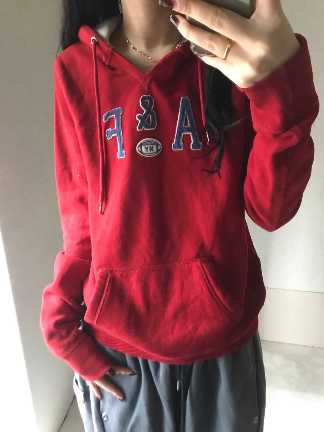 아베크롬비 레드 후드티 상품이미지2