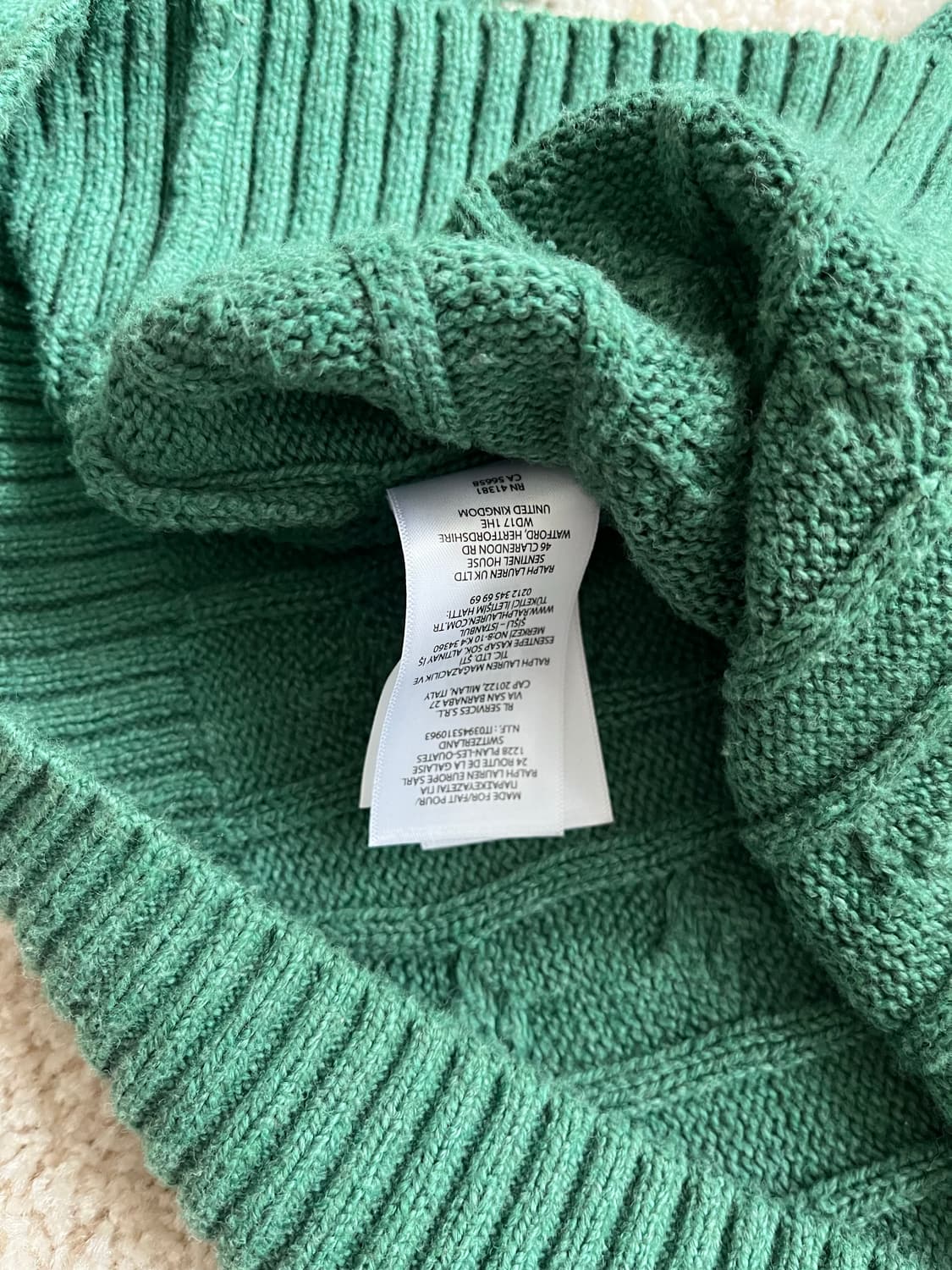 폴로 랄프로렌 케이블 니트 스웨터 그린 (105-110) 상품이미지10