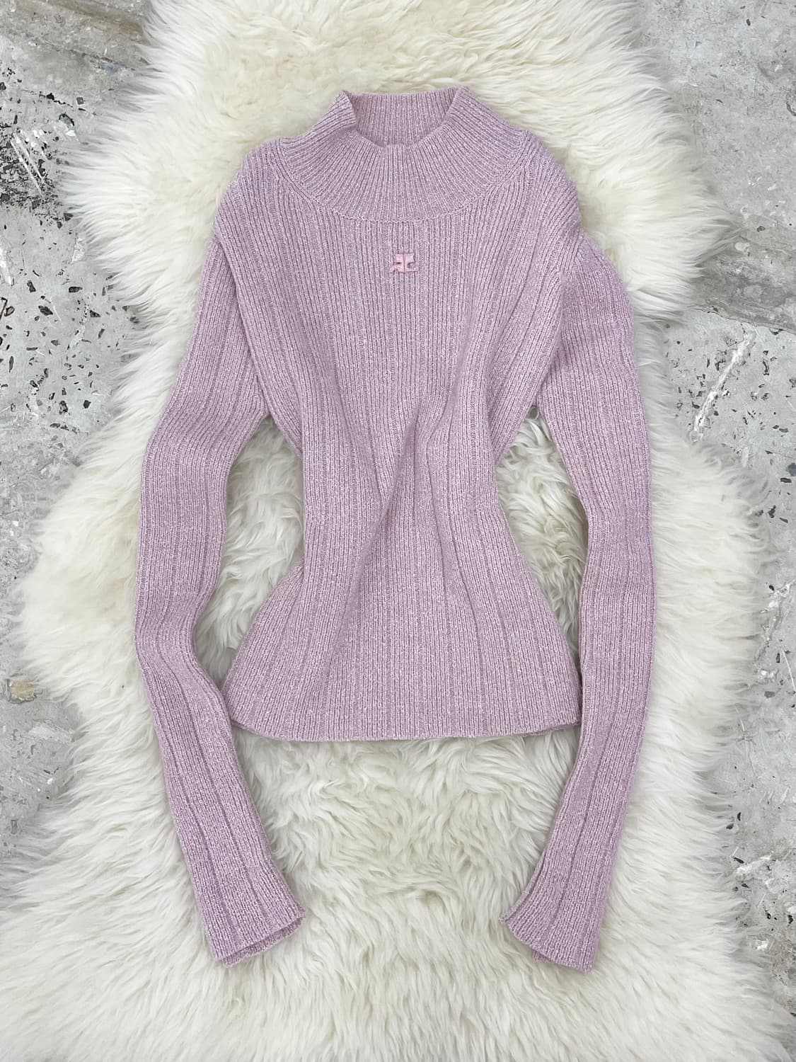 꾸레쥬 핑크 골지 터틀넥 상품이미지1