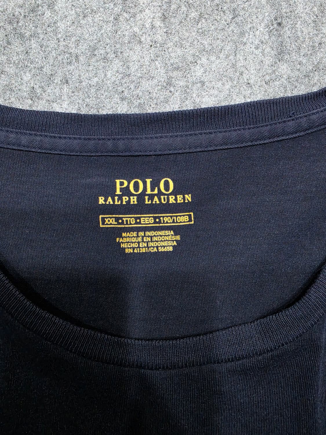 폴로 랄프로렌 베이지 라운드넥 네이비 반팔티 2XL 상품이미지5