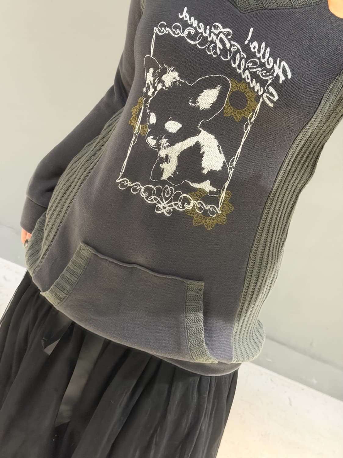 knit layered printing detail top 상품이미지4