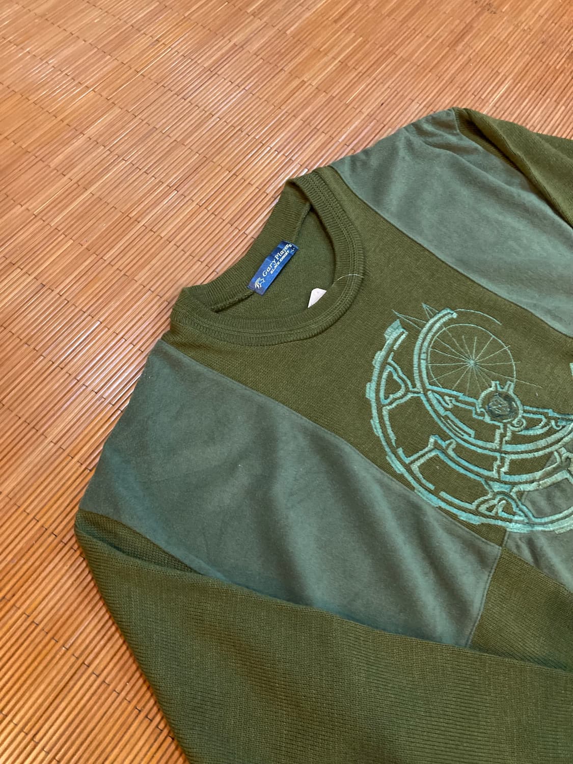 JPN vtg 니트 벨벳 블럭 탑 상품이미지3